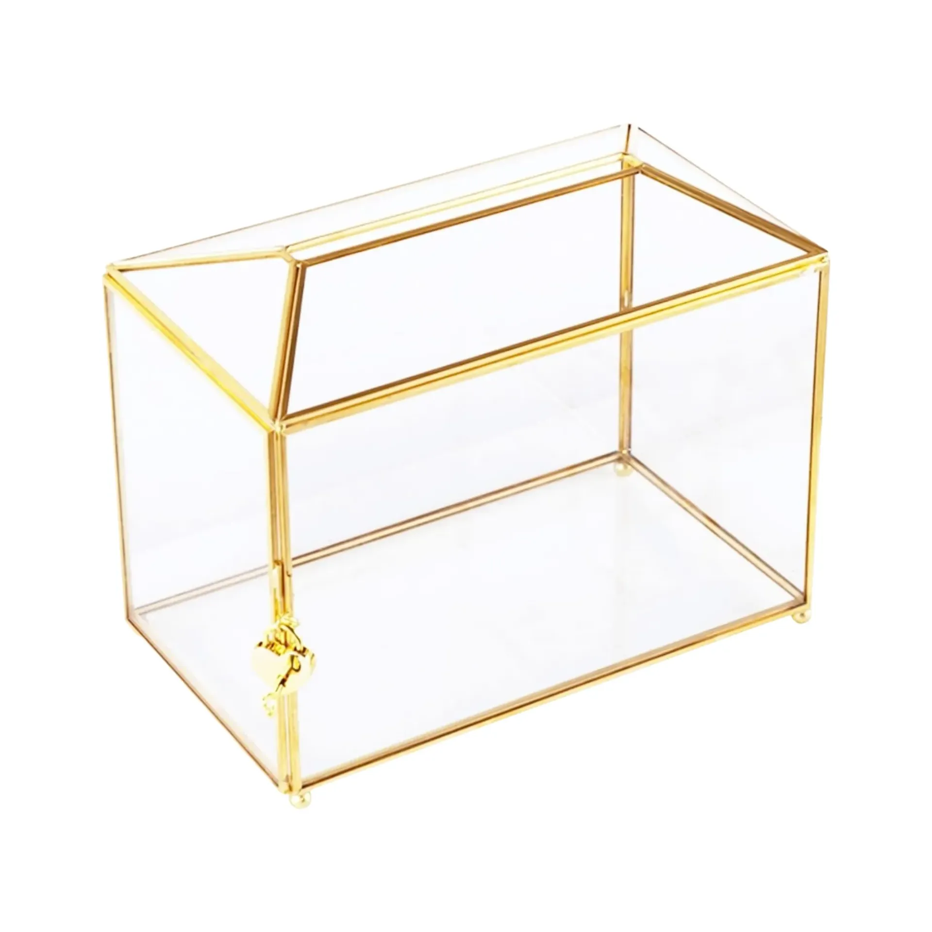 Wedding Card Box - Gold with Lock
