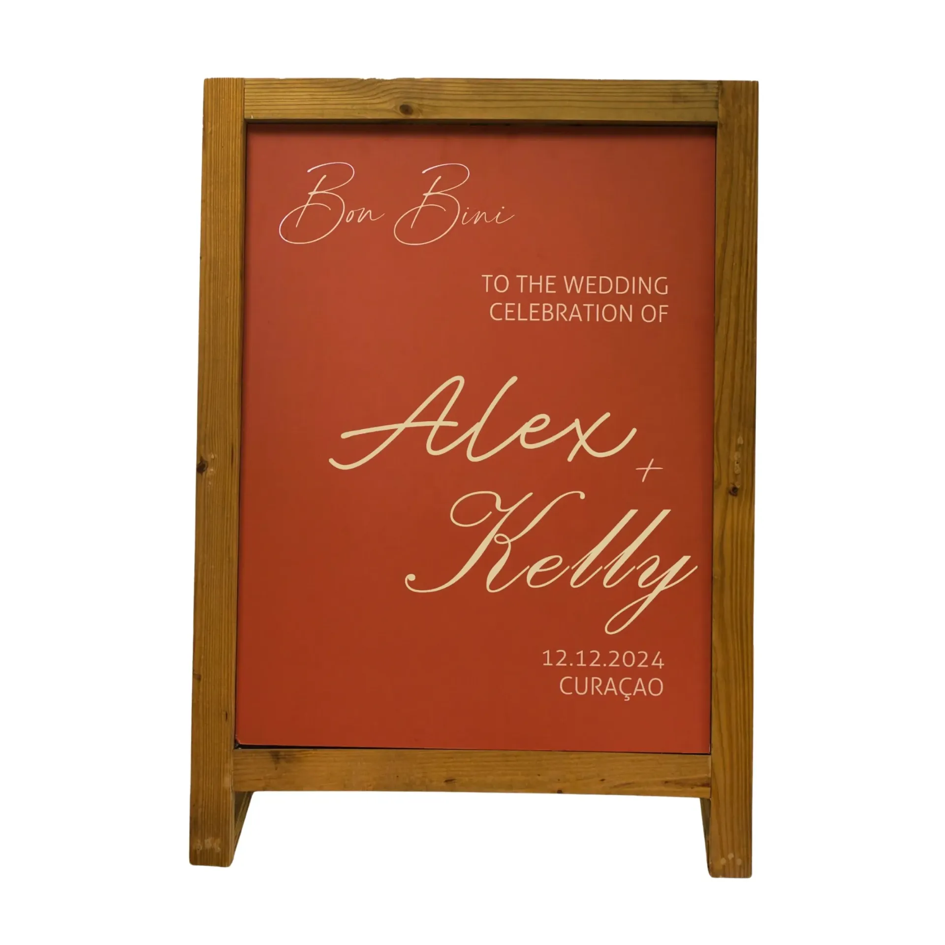 Welcome Sign Stand - Wooden Wind Resistant