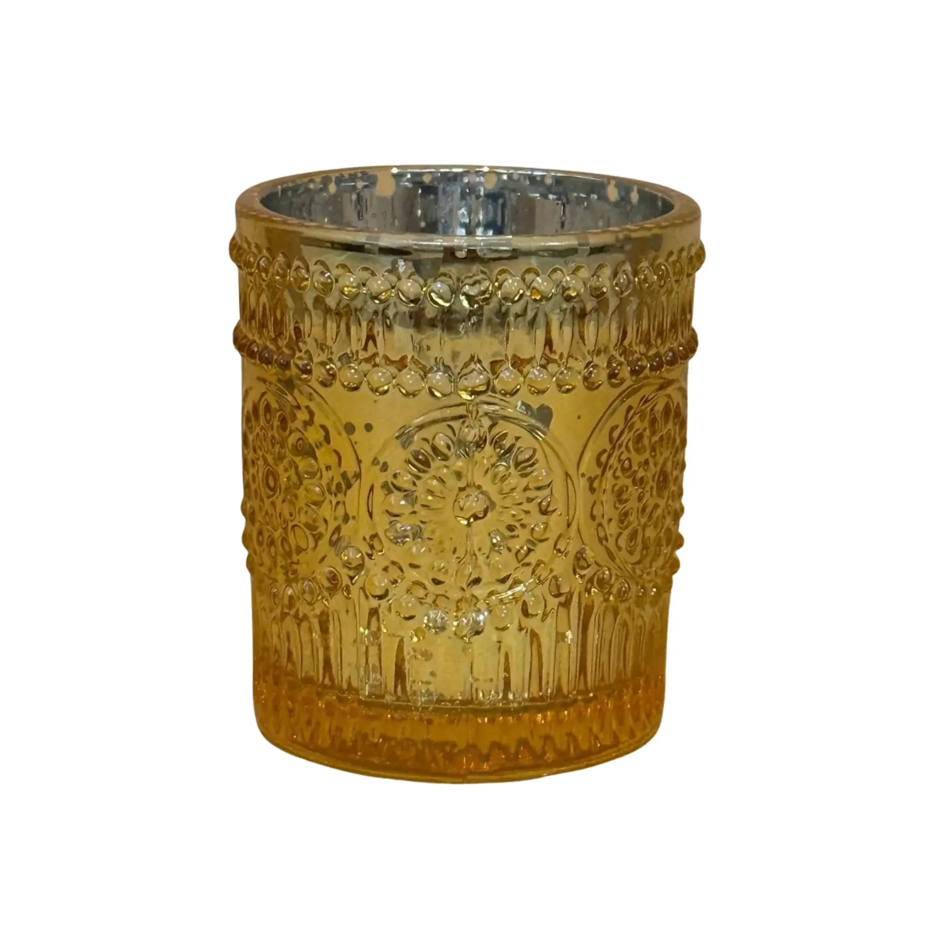 Votive Candle Holders - Gold w/ Pattern
