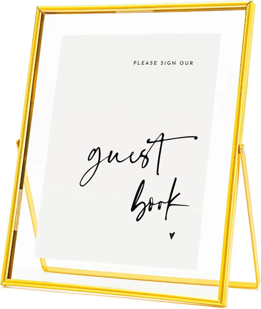 Clear Glass Sign Holder with Gold Borders (8x10 Inch)