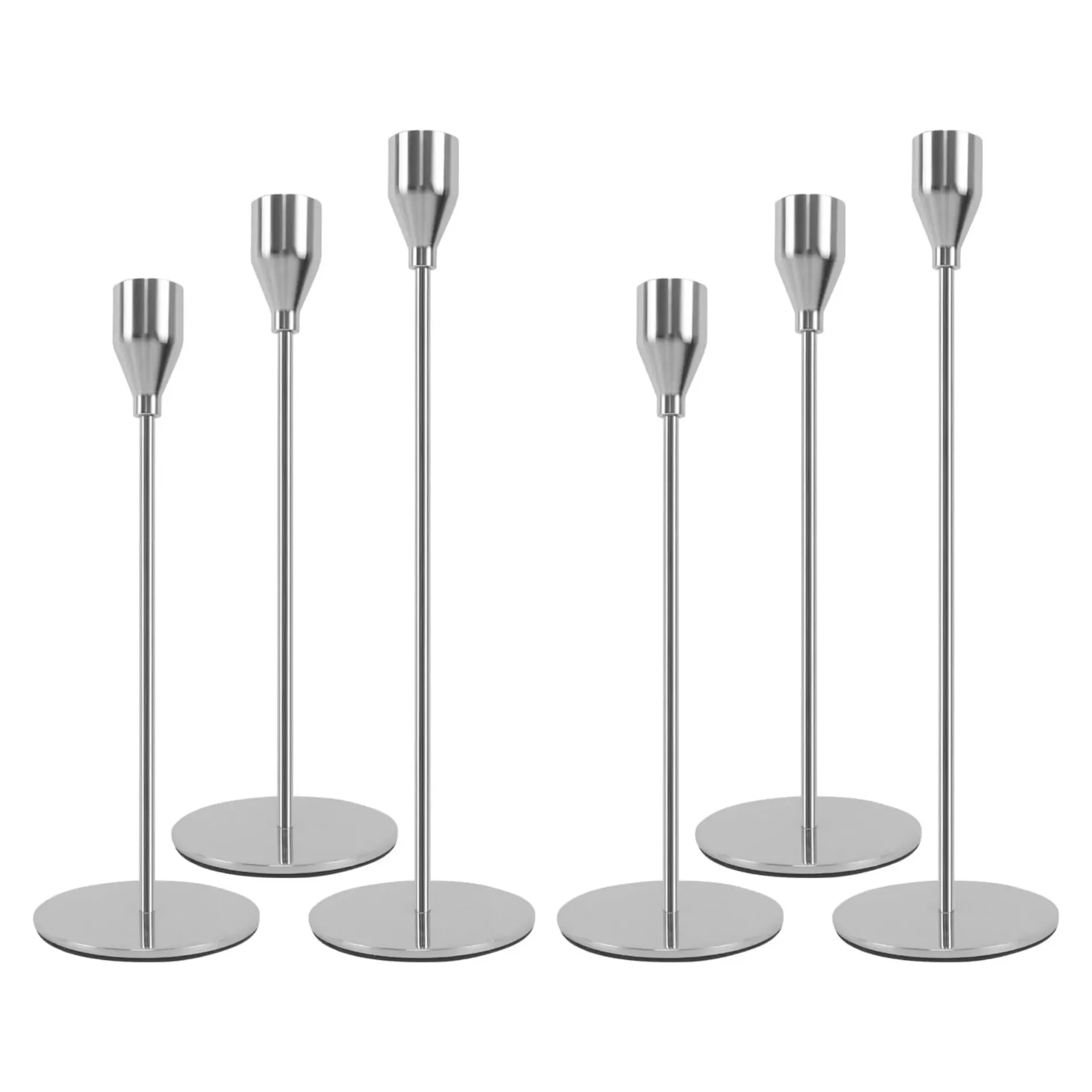 Taper Candle Holders (Set of 6) - Silver