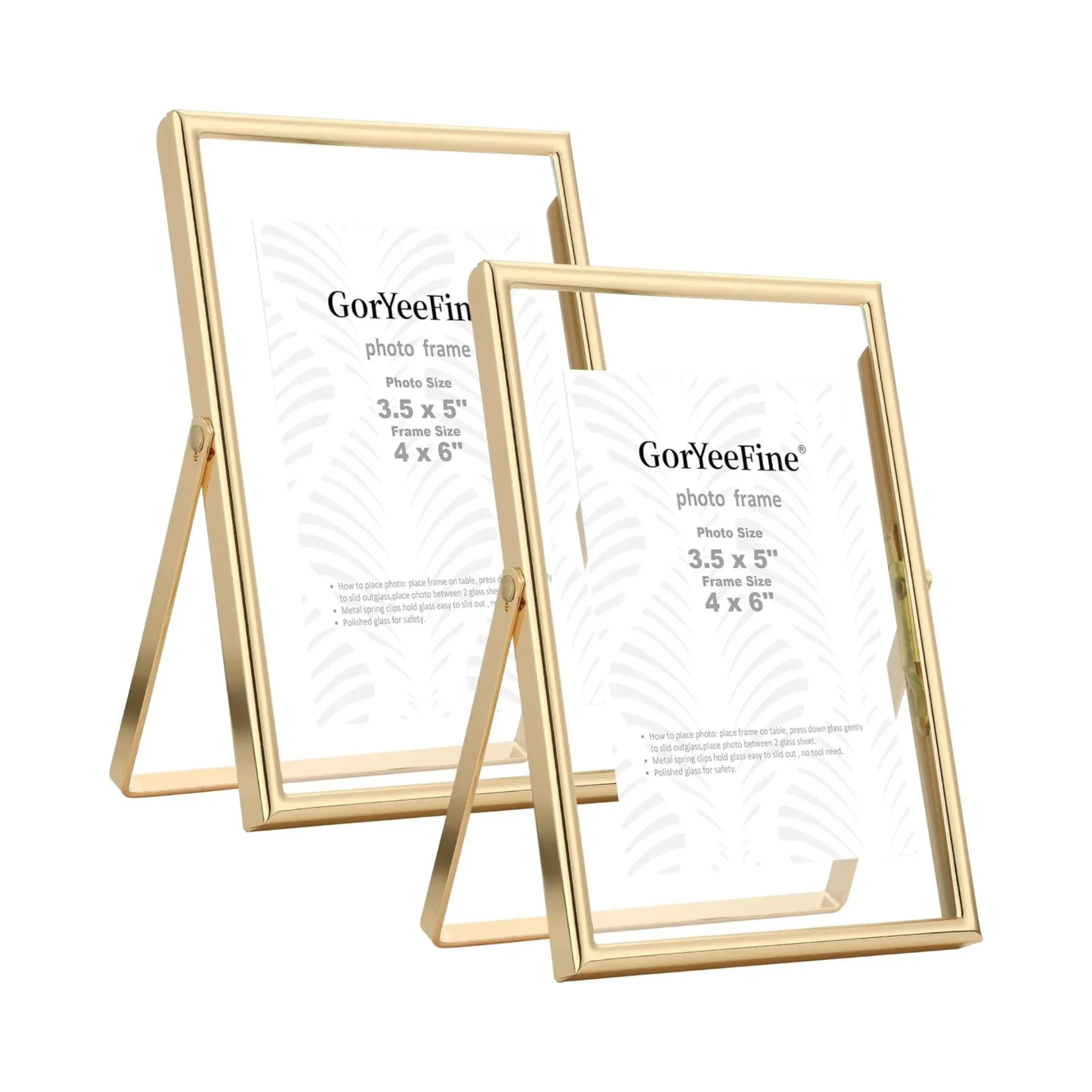 Clear Glass Sign Holder with Gold Borders (4x6 Inch)