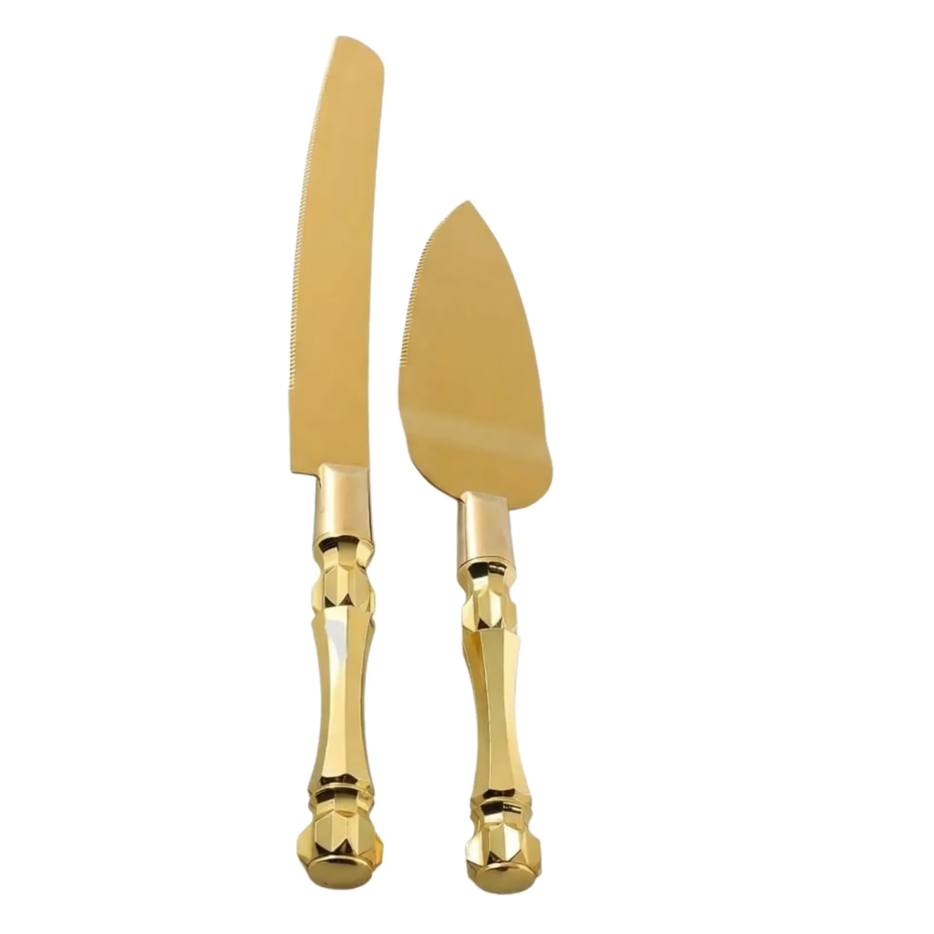 Cake Knife and Server Set - Gold