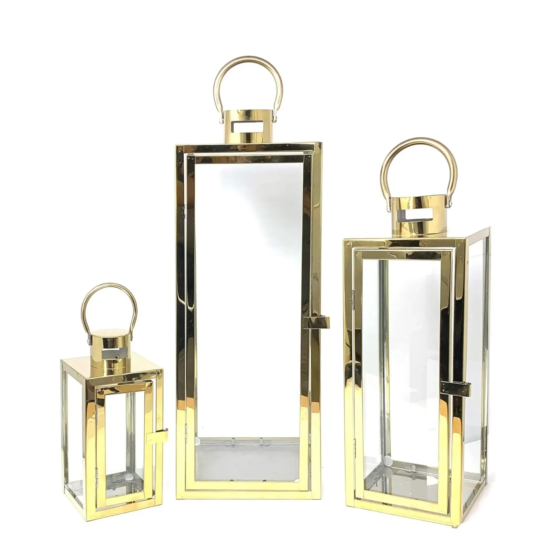Hurricane Lanterns (Set of 3) - Gold
