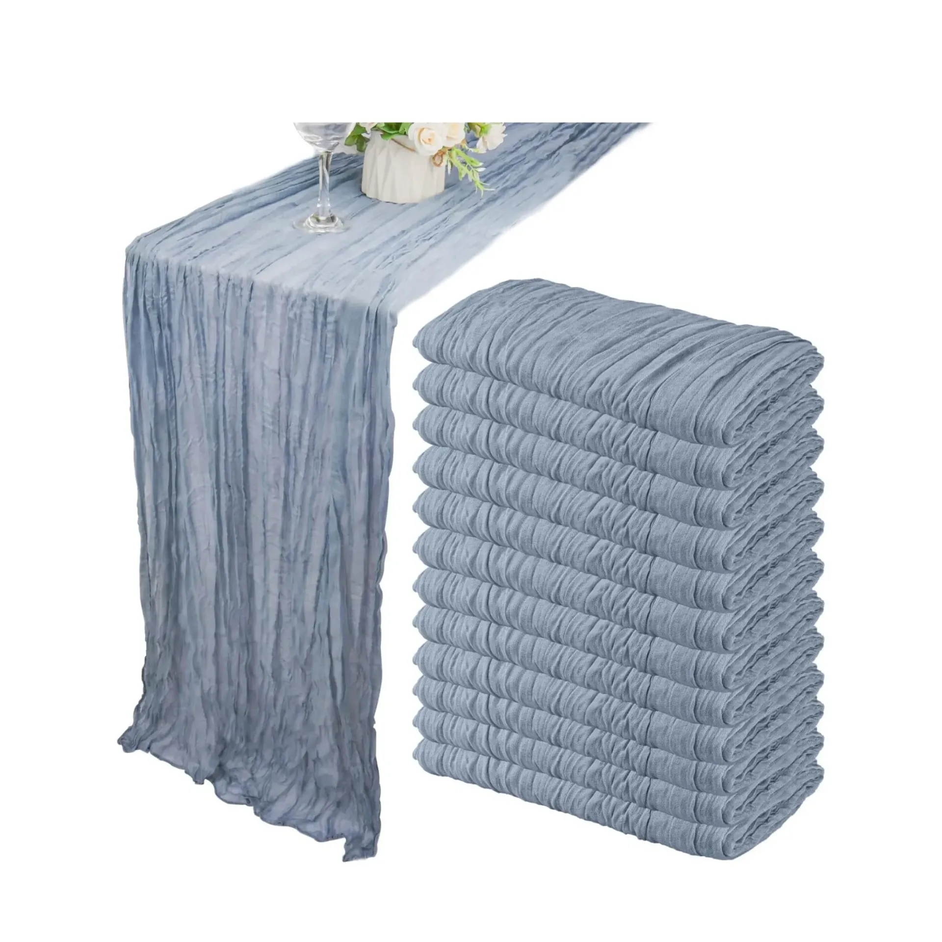 Table Runner Cheesecloth (35x120 Inch): Dusty Blue