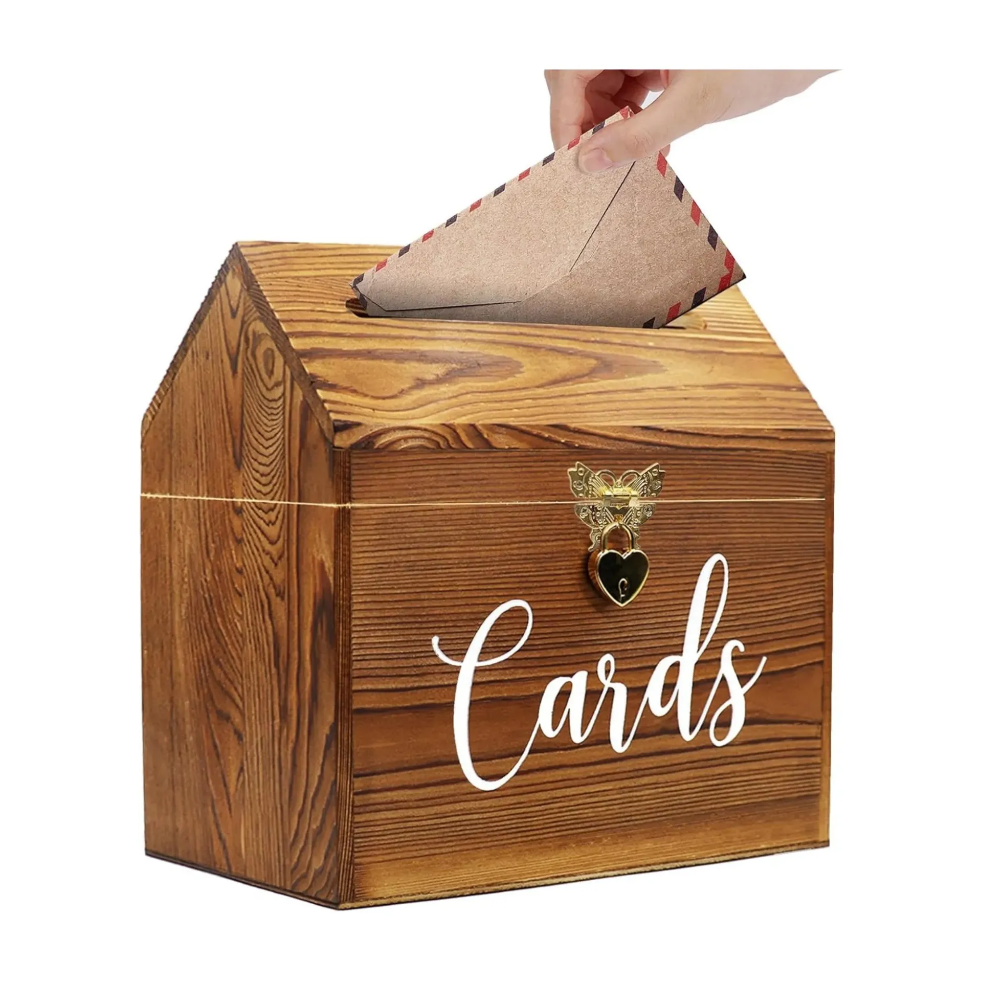 Wedding Card Box - Wood with Lock