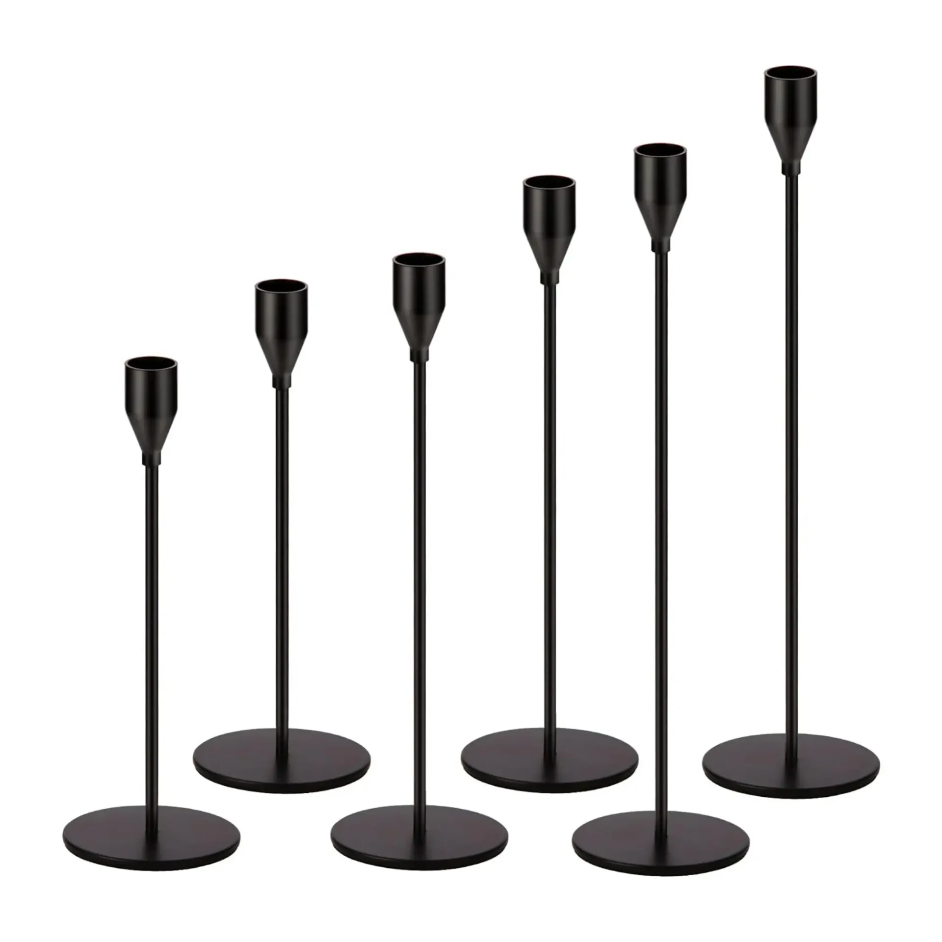 Taper Candle Holders (Set of 6) - Matte Black