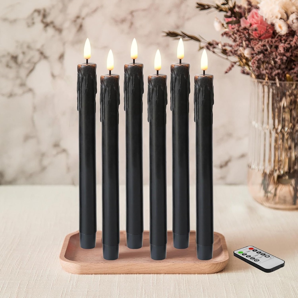 Taper Flameless Candle (Set of 6) batteries not incl. - Matte Black